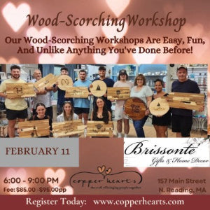 Wood Scorching Workshop at Brissonte, N Reading February 11, 6:00pm - 9:00pm